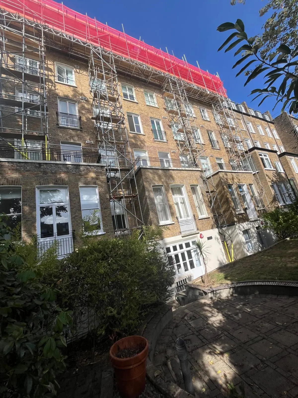 Rear elevation of a large-scale scaffolding project